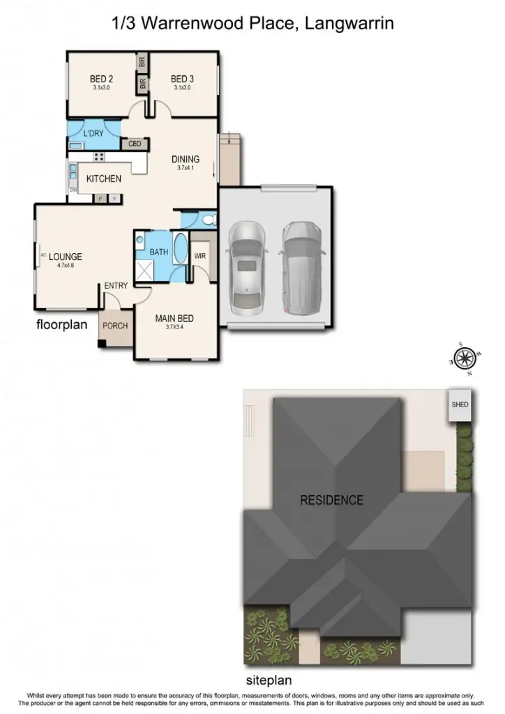Floorplan of Homely townhouse listing, 1/3 Warrenwood Place, Langwarrin VIC 3910