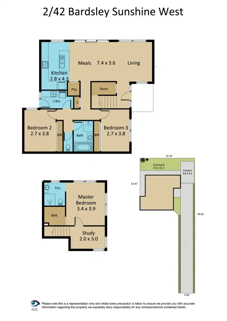 Floorplan of Homely townhouse listing, 2/42 Bardsley Street, Sunshine West VIC 3020
