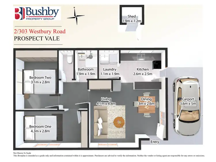 Floorplan of Homely unit listing, 2/303 Westbury Road, Prospect Vale TAS 7250