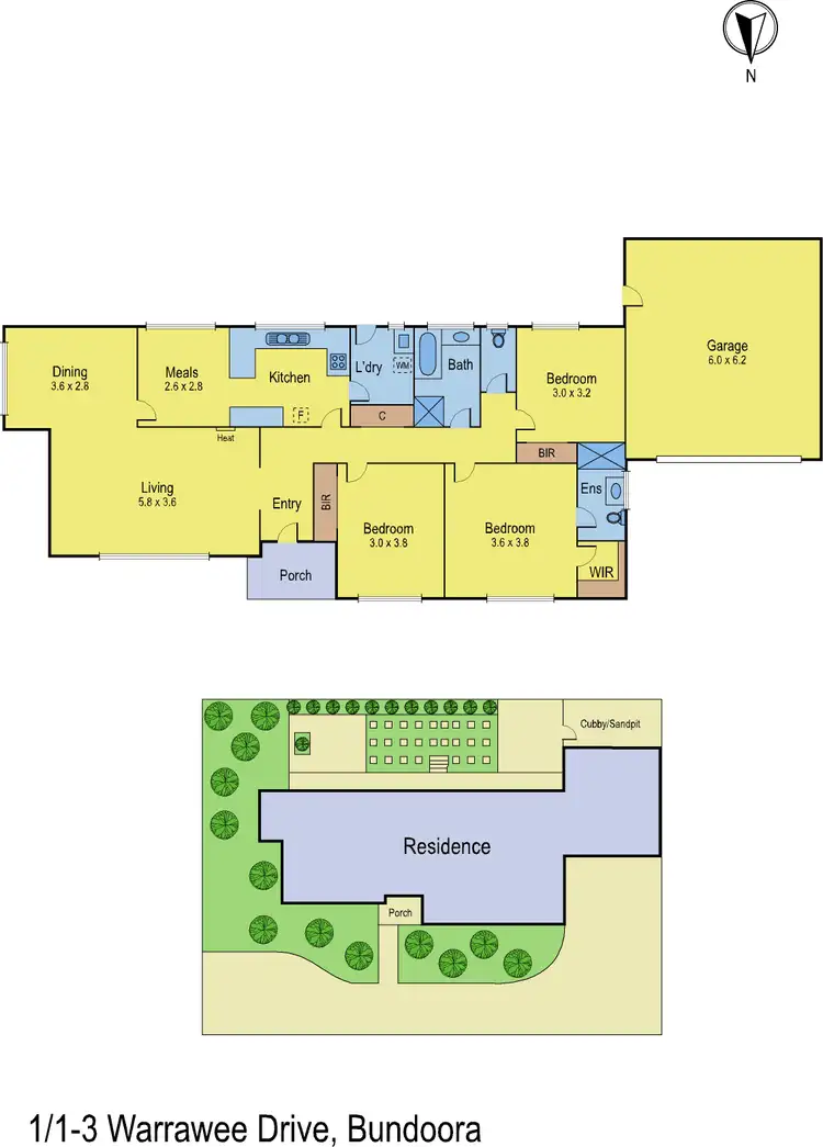 Floorplan of Homely house listing, 1/1-3 Warrawee Drive, Bundoora VIC 3083