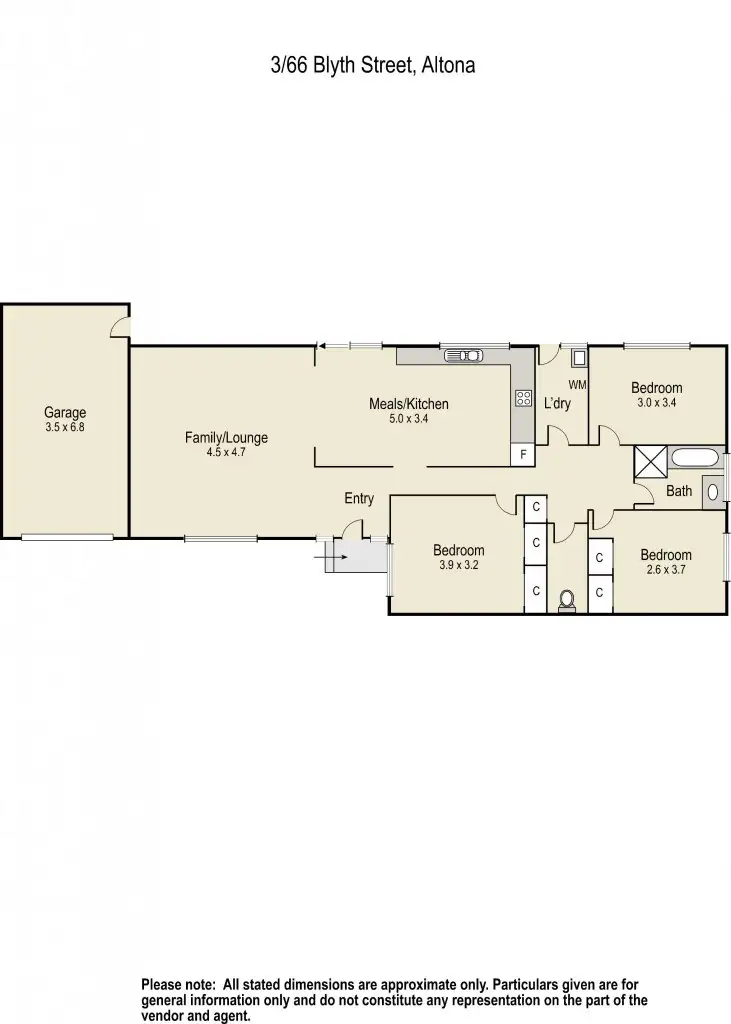 Floorplan of Homely unit listing, 3/66 Blyth Street, Altona VIC 3018