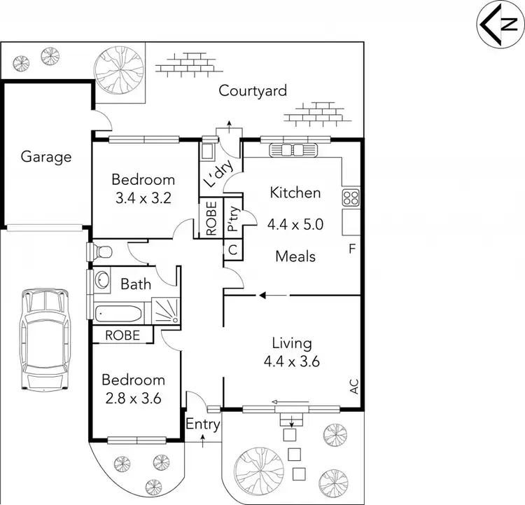 Floorplan of Homely unit listing, 2/74 May Street, Preston VIC 3072