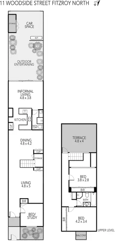 Floorplan of Homely townhouse listing, 11 Woodside Street, Fitzroy North VIC 3068