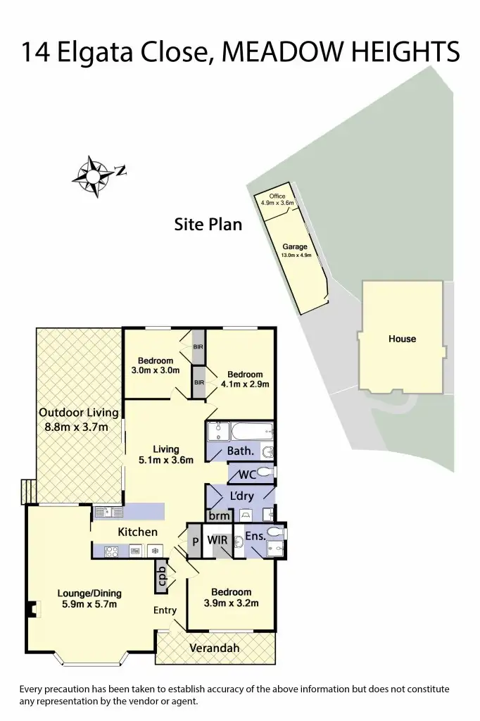 Floorplan of Homely house listing, 14 Elgata Close, Meadow Heights VIC 3048
