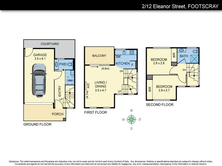 Floorplan of Homely townhouse listing, 2/12 Eleanor Street, Footscray VIC 3011