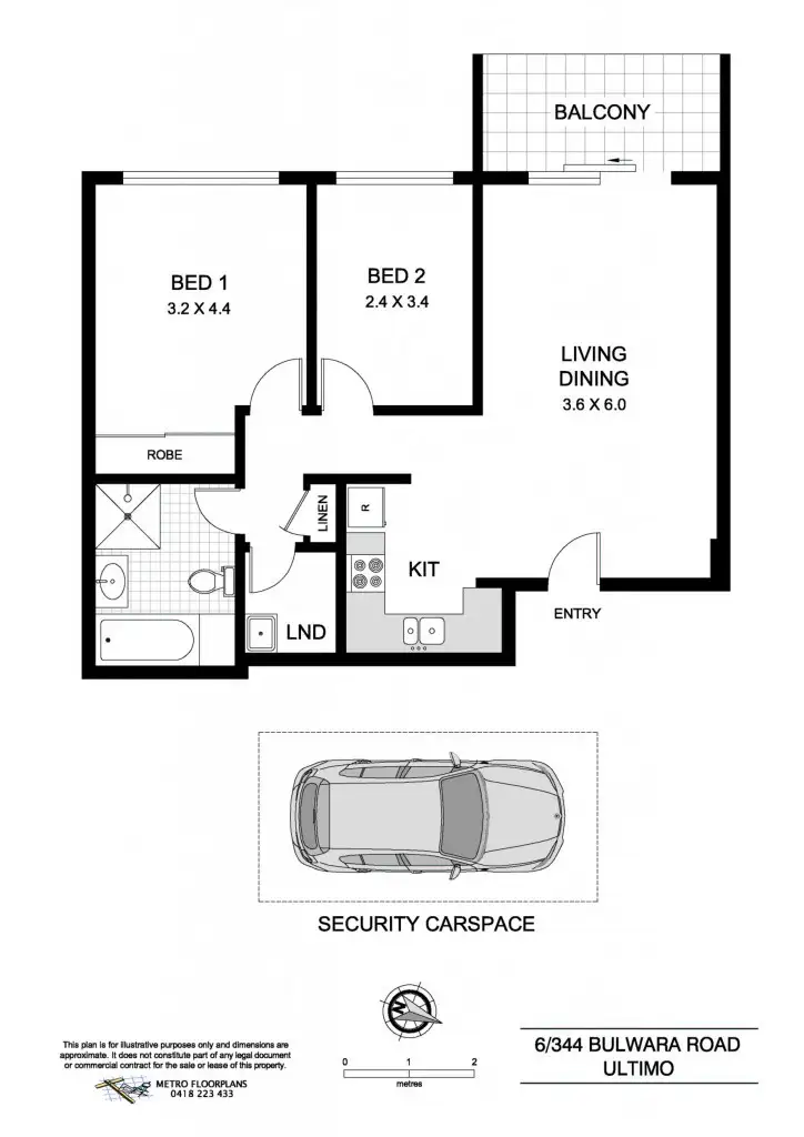 Floorplan of Homely apartment listing, 6/344 Bulwara Road, Ultimo NSW 2007