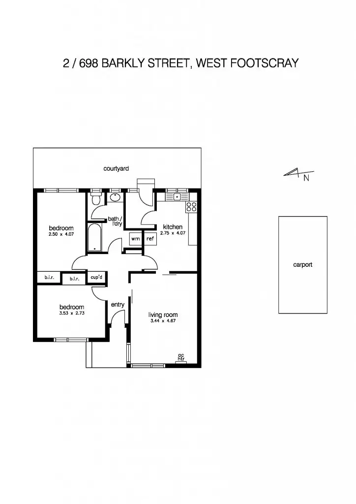 Floorplan of Homely unit listing, 2/698 Barkly Street, West Footscray VIC 3012