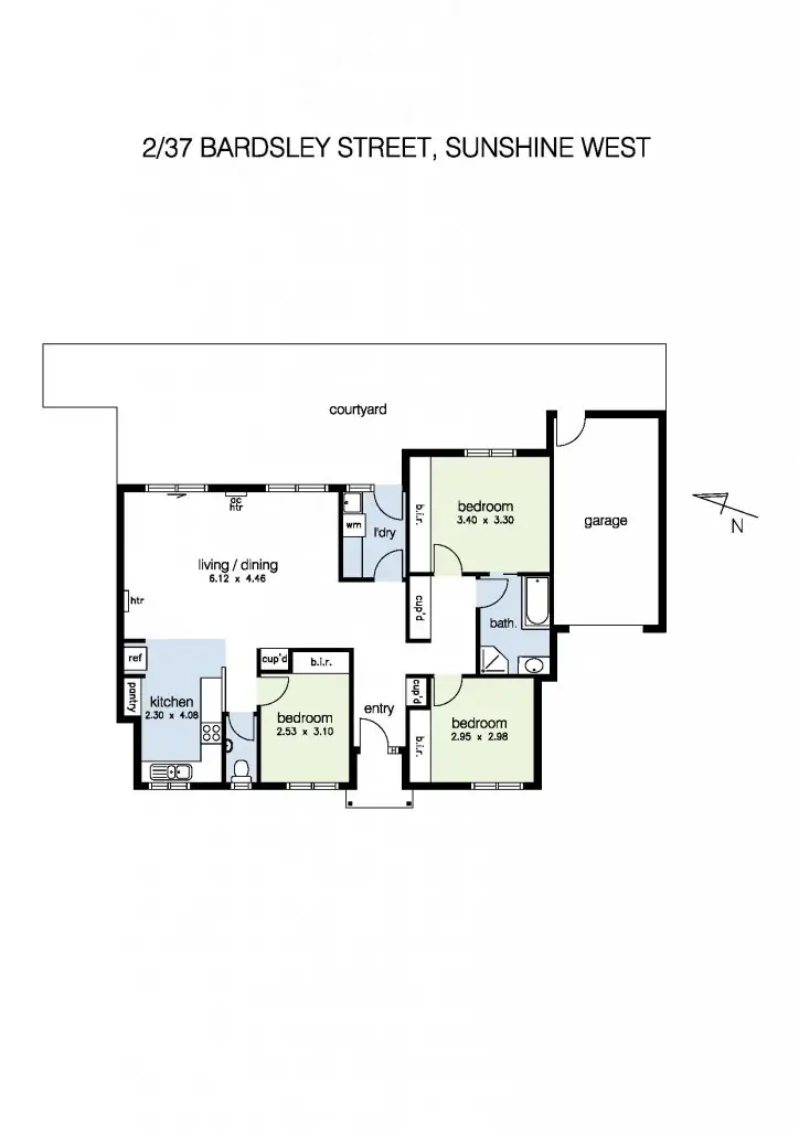 Floorplan of Homely unit listing, 2/37 Bardsley Street, Sunshine West VIC 3020
