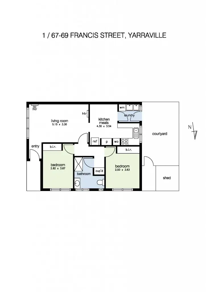 Floorplan of Homely villa listing, 1/67-69 Francis Street, Yarraville VIC 3013