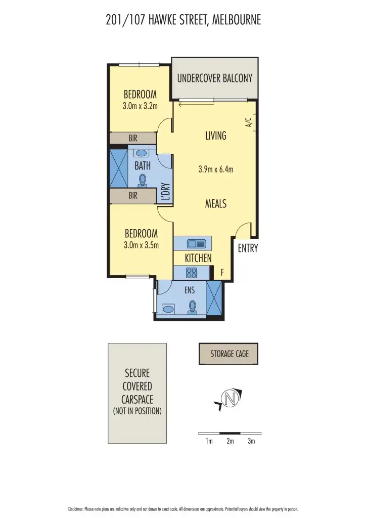 Floorplan of Homely apartment listing, 201/107 Hawke Street, West Melbourne VIC 3003