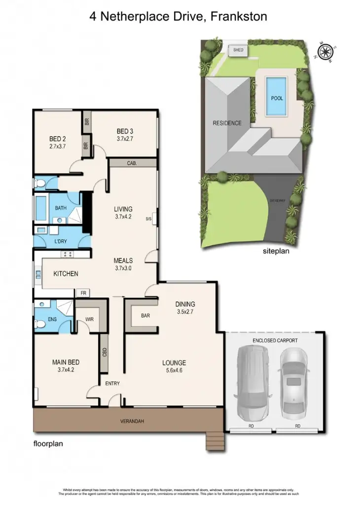 Floorplan of Homely house listing, 4 Netherplace Drive, Frankston VIC 3199