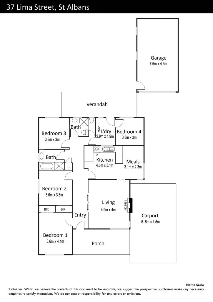 Floorplan of Homely house listing, 37 Lima Street, St Albans VIC 3021