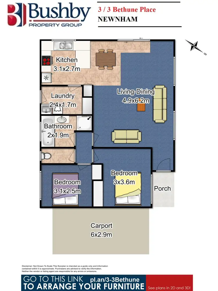 Floorplan of Homely unit listing, 3/3 Bethune Place, Newnham TAS 7248