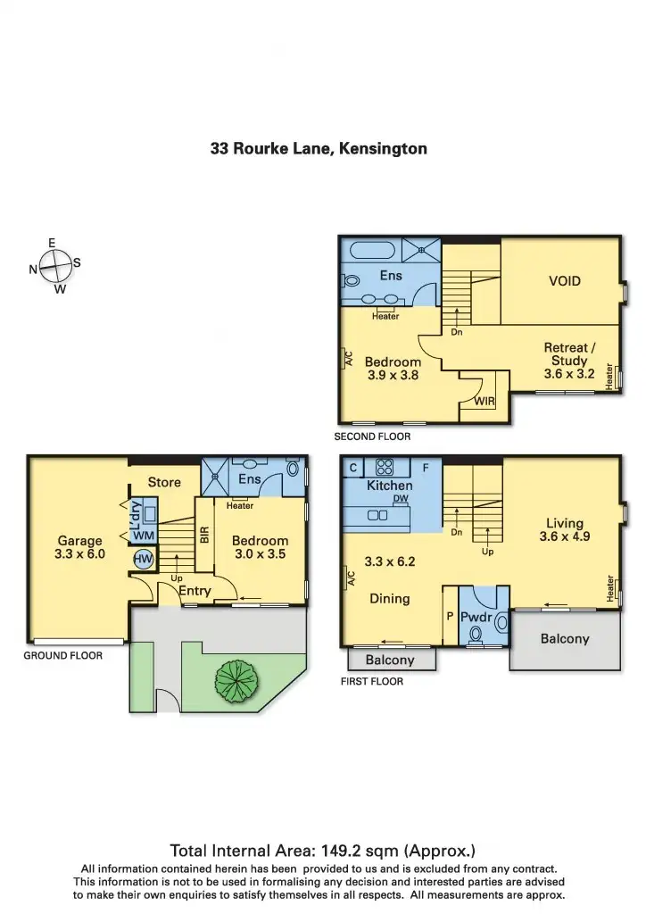 Floorplan of Homely townhouse listing, 33 Rourke Lane, Kensington VIC 3031