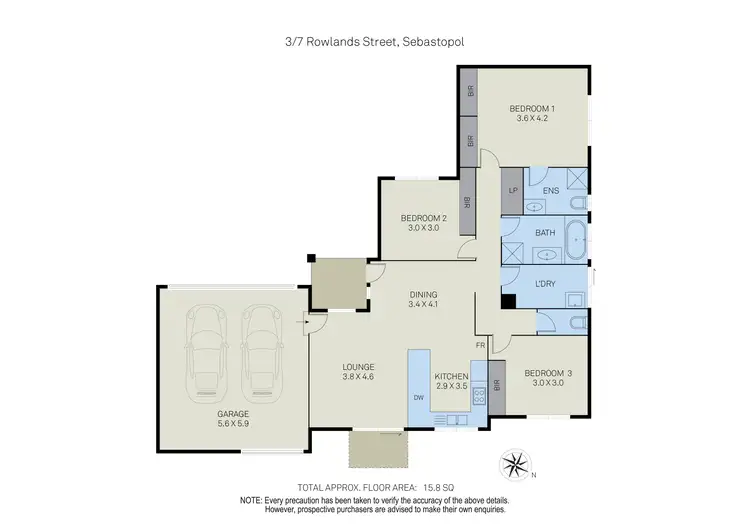 Floorplan of Homely townhouse listing, 3/7 Rowlands Street, Sebastopol VIC 3356