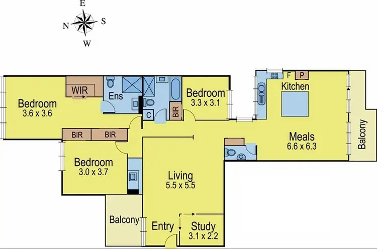 Floorplan of Homely apartment listing, 605/216 Rouse Street, Port Melbourne VIC 3207