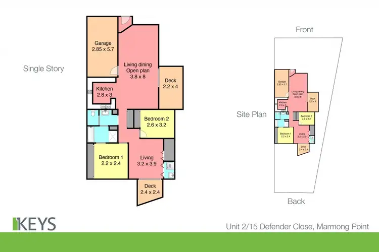 Floorplan of Homely semi-detached listing, 2/15 Defender Close, Marmong Point NSW 2284