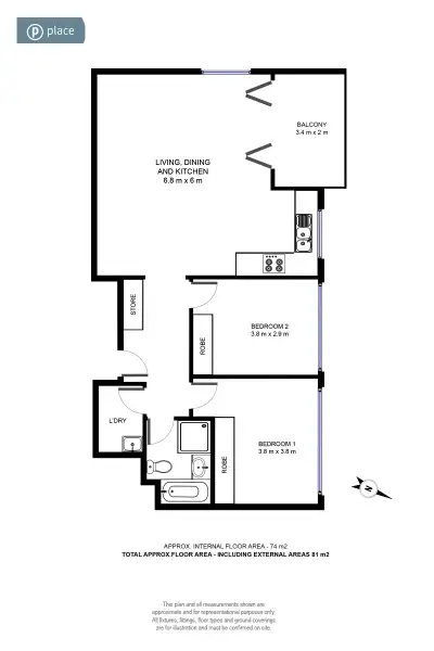Floorplan of Homely apartment listing, 7/83 O'Connell Street, Kangaroo Point QLD 4169