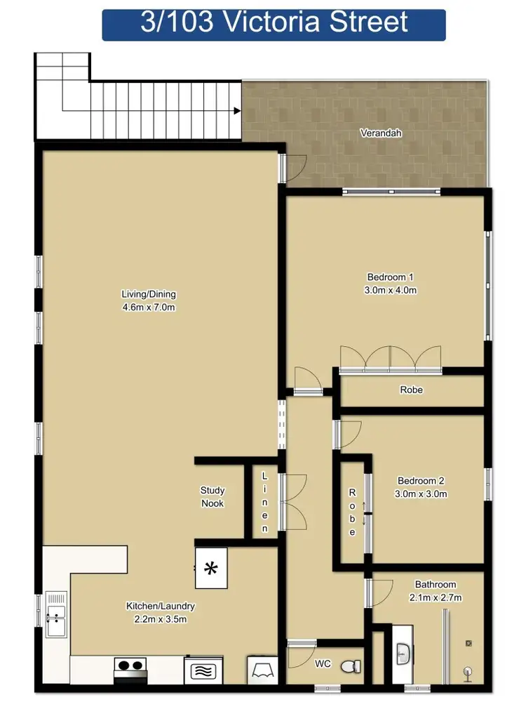 Floorplan of Homely unit listing, 3/103 Victoria St, Grafton NSW 2460
