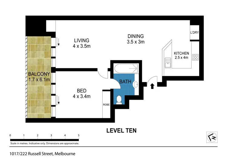 Floorplan of Homely apartment listing, 1017/222 Russell Street, Melbourne VIC 3000
