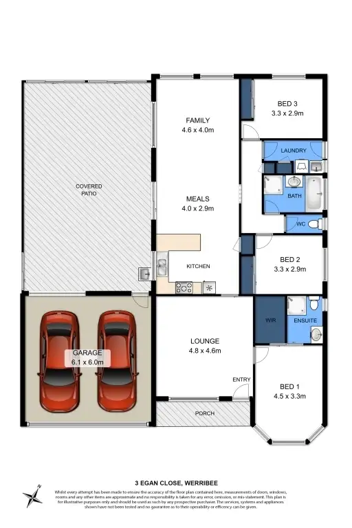 Floorplan of Homely house listing, 3 Egan Close, Werribee VIC 3030