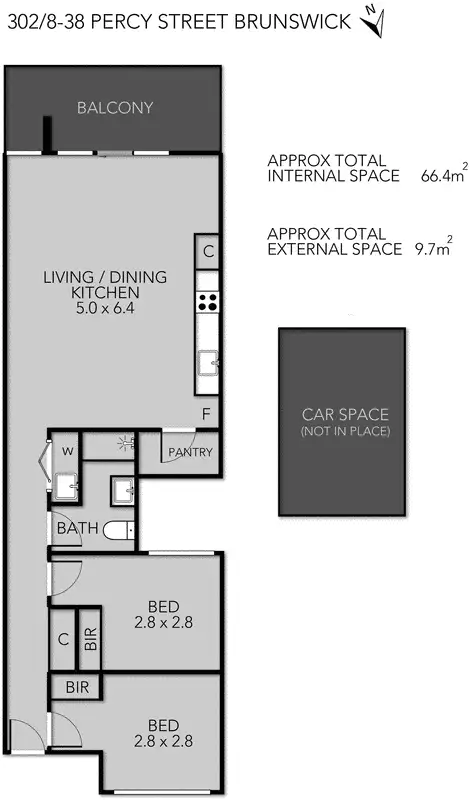 Floorplan of Homely apartment listing, 302/8-38 Percy Street, Brunswick VIC 3056