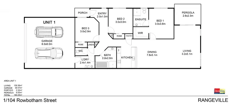 Floorplan of Homely unit listing, 1/104 Rowbotham Street, Rangeville QLD 4350