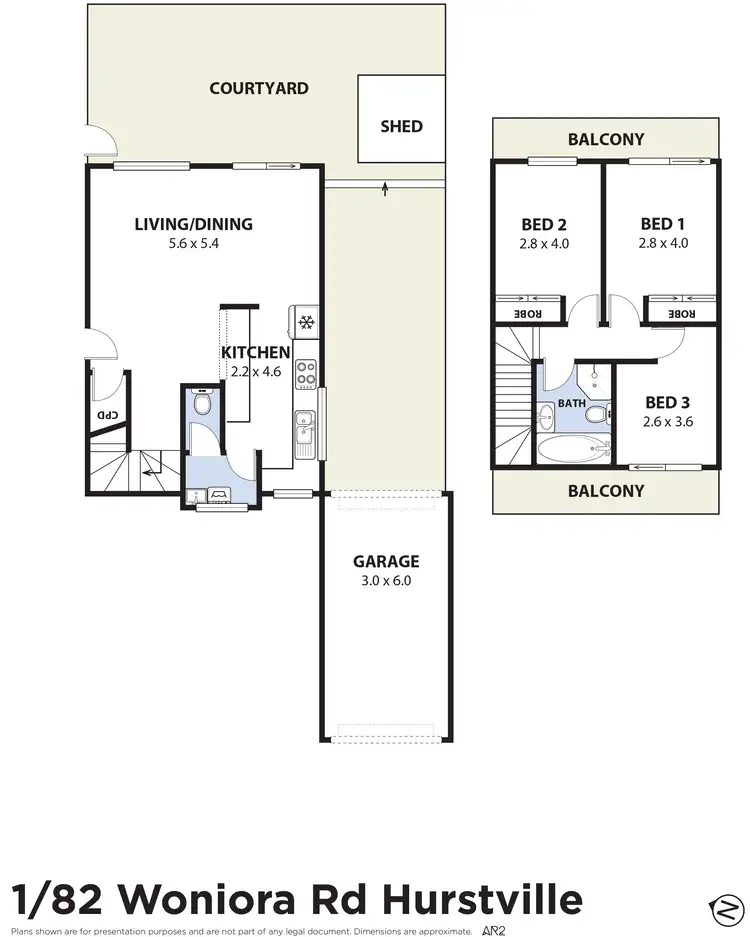 Floorplan of Homely townhouse listing, 1/82 Woniora Road, Hurstville NSW 2220