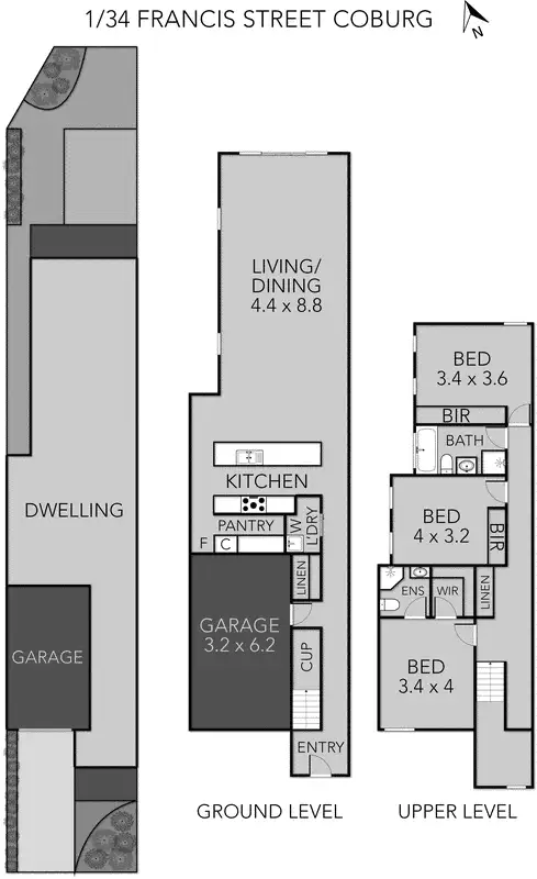 Floorplan of Homely townhouse listing, 1/34 Francis Street, Coburg VIC 3058