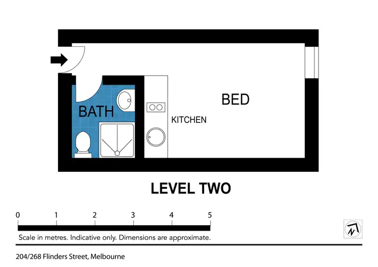 Floorplan of Homely studio listing, 204/268 Flinders Street, Melbourne VIC 3000