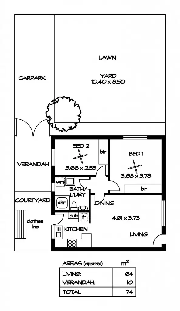 Floorplan of Homely unit listing, 1/552 Tapleys Hill Road, Fulham Gardens SA 5024