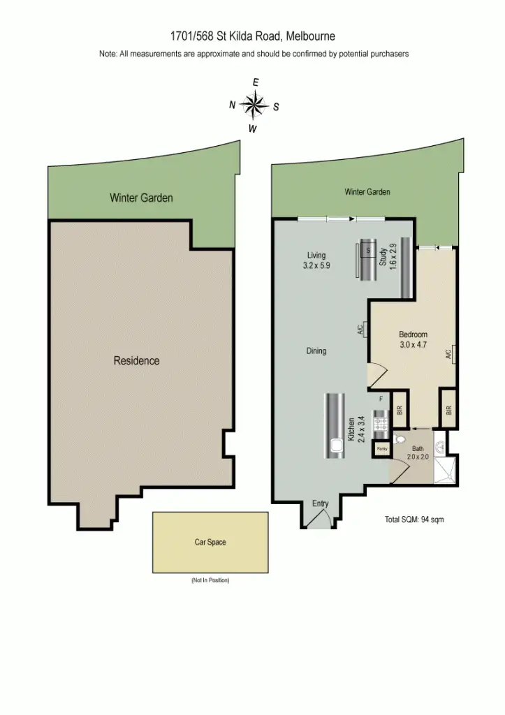 Floorplan of Homely apartment listing, 1701/568 St Kilda Road, Melbourne VIC 3004