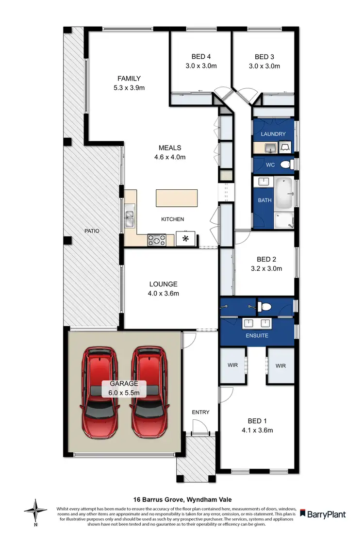 Floorplan of Homely house listing, 16 Barrus Grove, Wyndham Vale VIC 3024