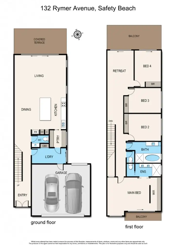 Floorplan of Homely townhouse listing, 132 Rymer Avenue, Safety Beach VIC 3936