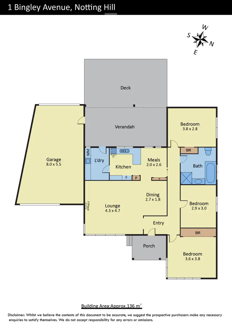 Floorplan of Homely house listing, 1 Bingley Avenue, Notting Hill VIC 3168