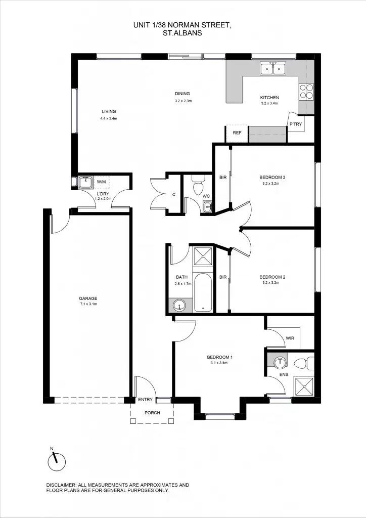 Floorplan of Homely unit listing, 1/38 Norman Street, St Albans VIC 3021