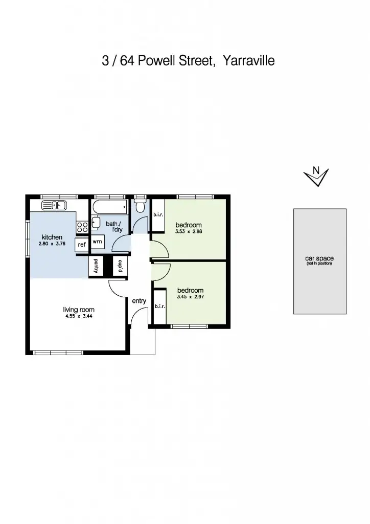 Floorplan of Homely apartment listing, 3/64 Powell Street, Yarraville VIC 3013
