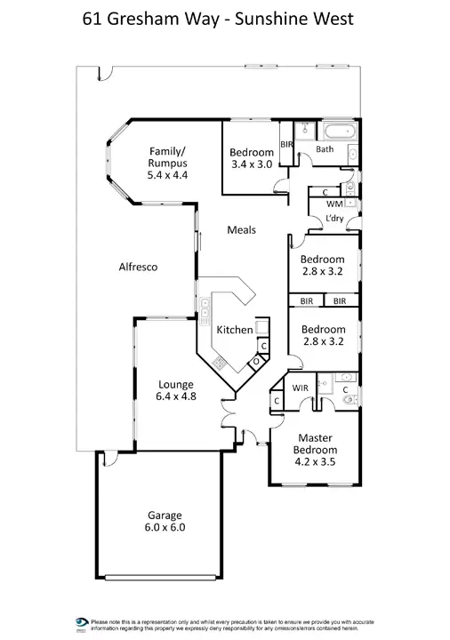 Floorplan of Homely house listing, 61 Gresham Way, Sunshine West VIC 3020