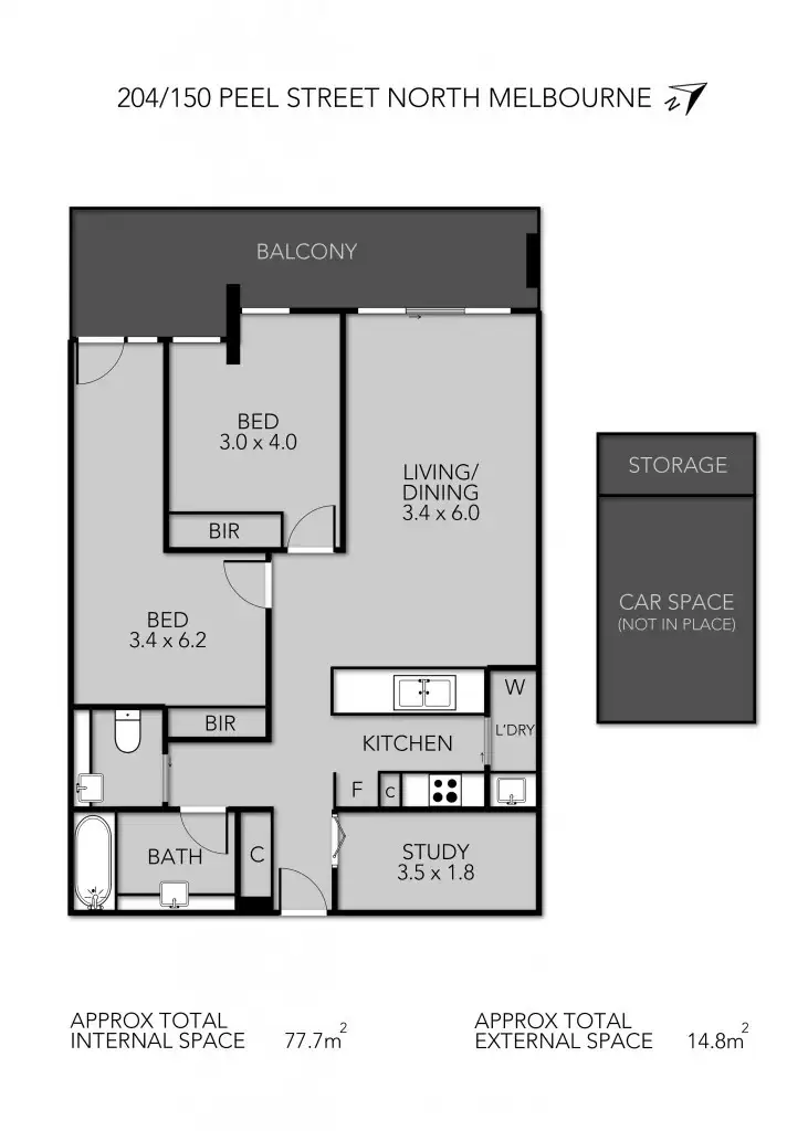 Floorplan of Homely apartment listing, 204/150 Peel Street, North Melbourne VIC 3051