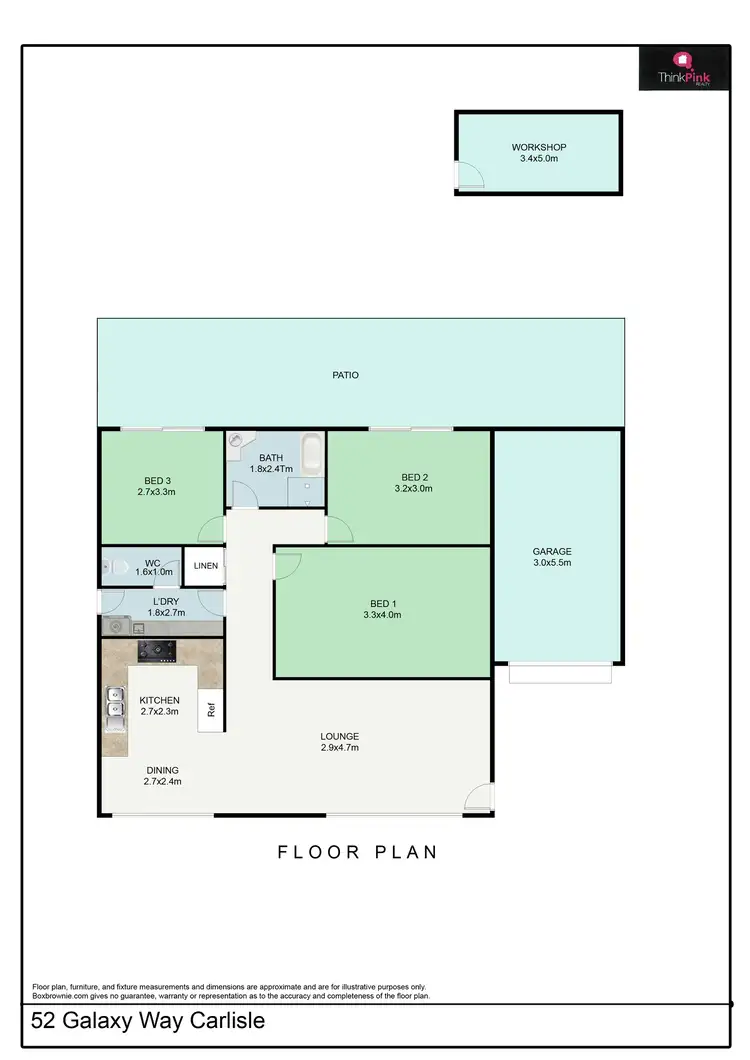 Floorplan of Homely semi-detached listing, 52 Galaxy Way, Carlisle WA 6101