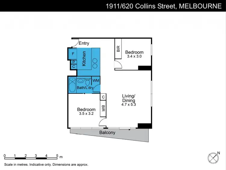 Floorplan of Homely apartment listing, 1911/620 Collins Street, Melbourne VIC 3000