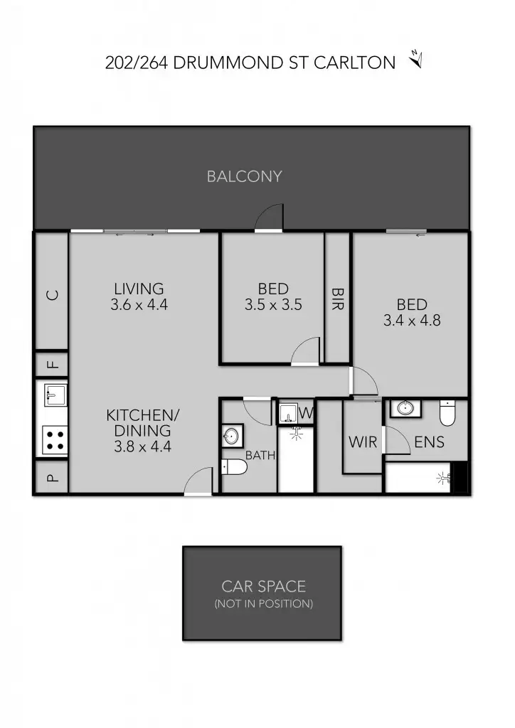 Floorplan of Homely apartment listing, 202/264 Drummond Street, Carlton VIC 3053