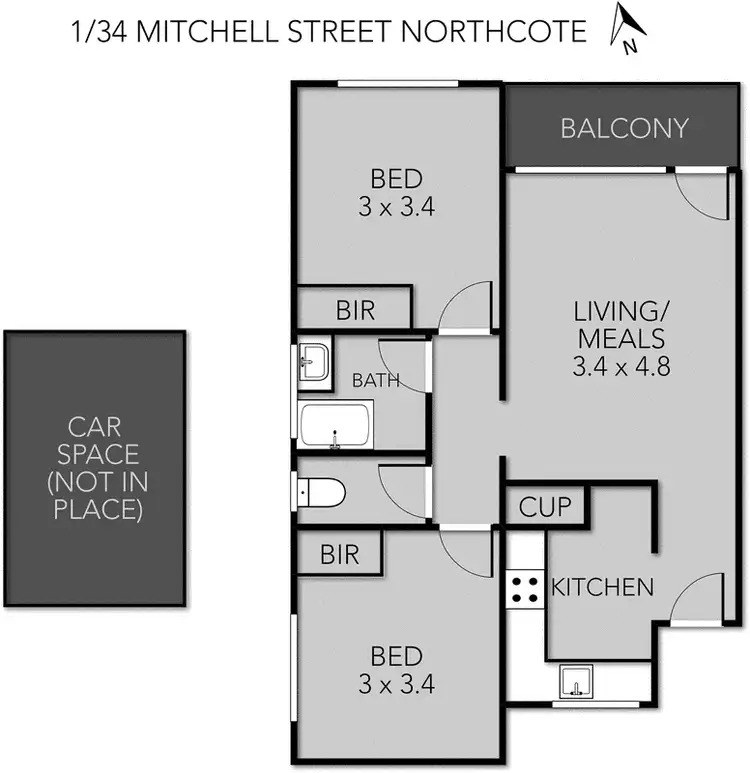 Floorplan of Homely unit listing, 1/34 Mitchell Street, Northcote VIC 3070