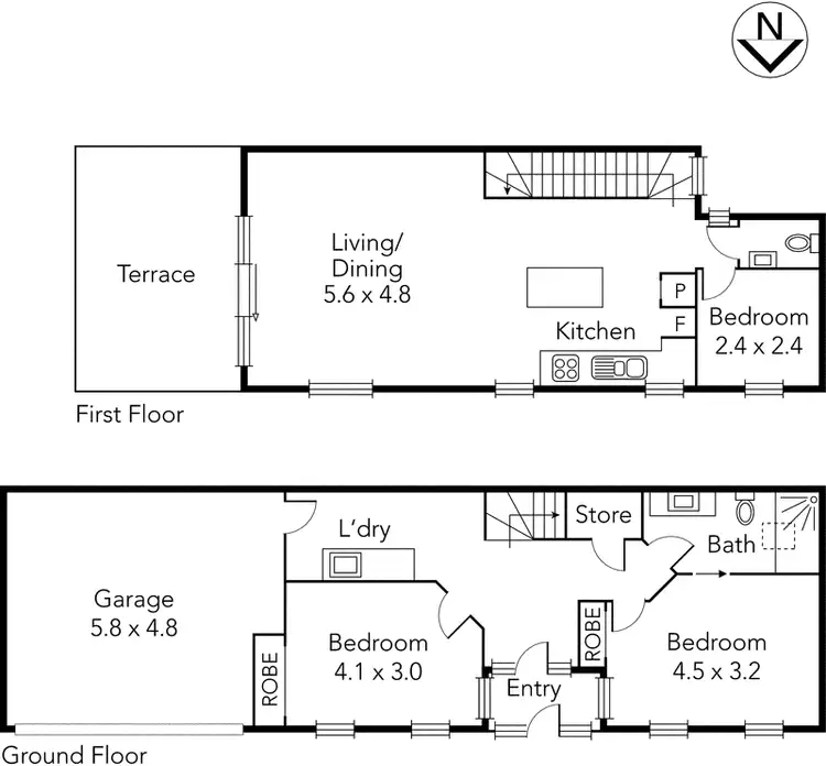 Floorplan of Homely townhouse listing, 358 Clarke Street, Northcote VIC 3070