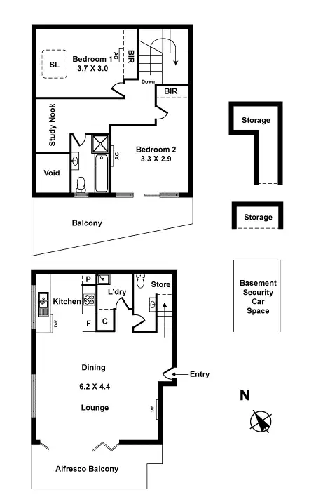 Floorplan of Homely townhouse listing, 1/1a Golden Avenue, Chelsea VIC 3196