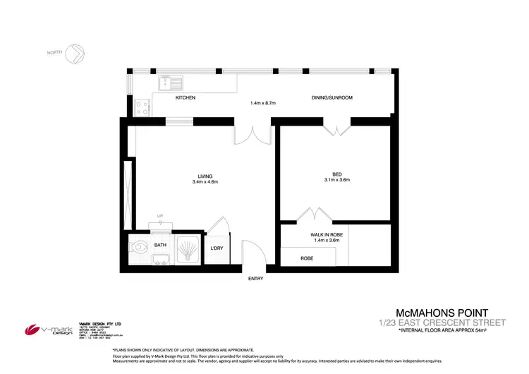 Floorplan of Homely apartment listing, 1/23 East Crescent St, Mcmahons Point NSW 2060