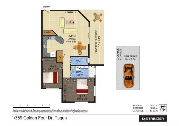 Floorplan of Homely unit listing, 1/359 Golden Four Drive - Garran, Tugun QLD 4224