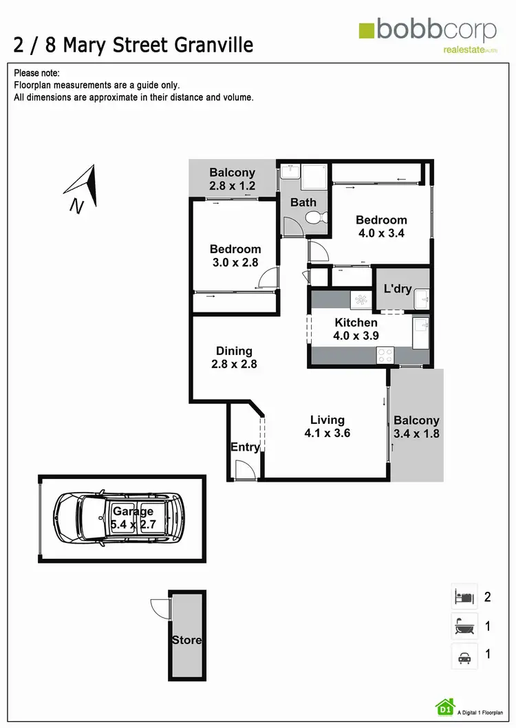 Floorplan of Homely apartment listing, 2/8 mary Street, Granville NSW 2142