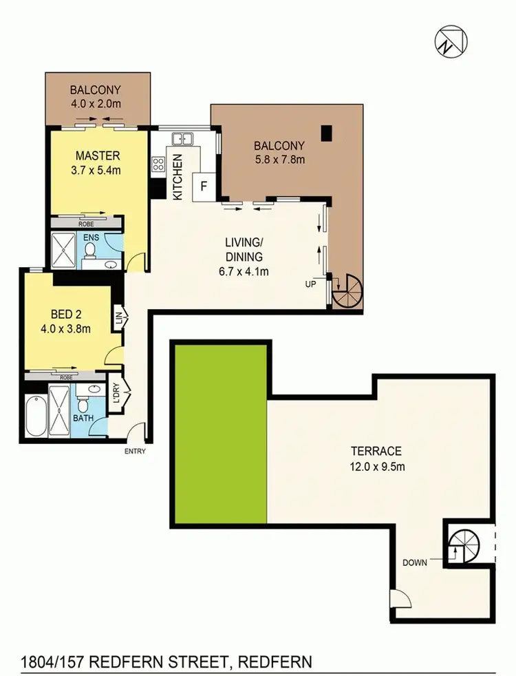 Floorplan of Homely unit listing, 1804/157 Redfern Street, Redfern NSW 2016