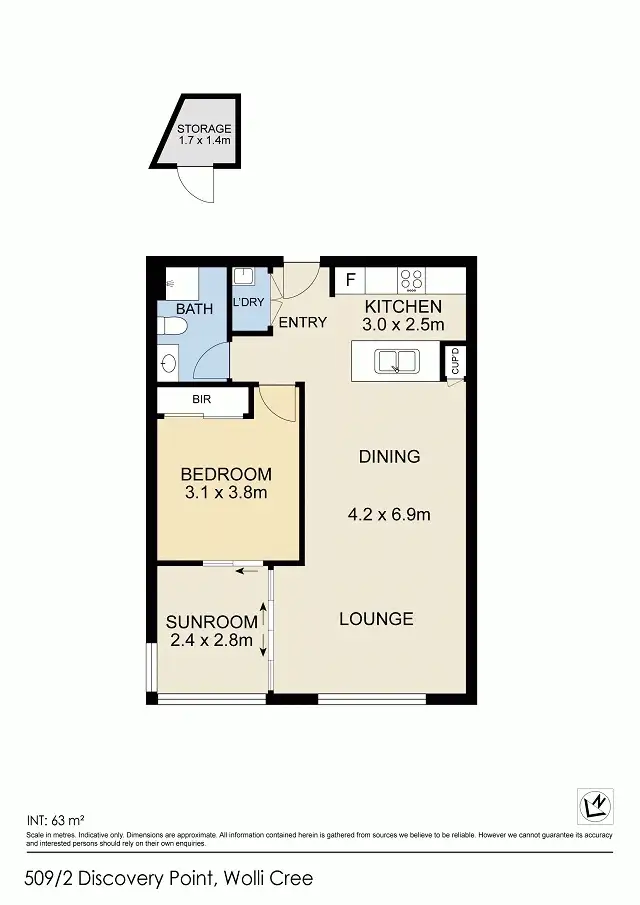 Floorplan of Homely apartment listing, 509/2 Discovery Point Place, Wolli Creek NSW 2205
